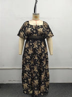 Floral Square-Neck Knot-Front Maxi Dress