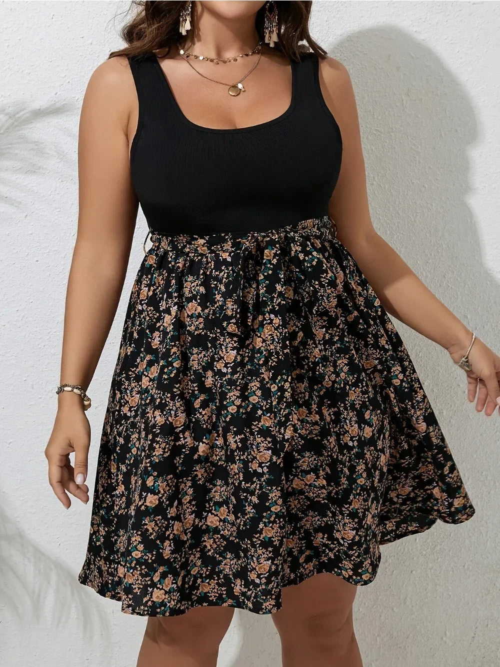 Floral Knit Sleeveless Dress