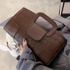 Croc-Grain Faux-Leather Evening Bag