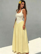 Color-Block Sleeveless A-Line Maxi Dress