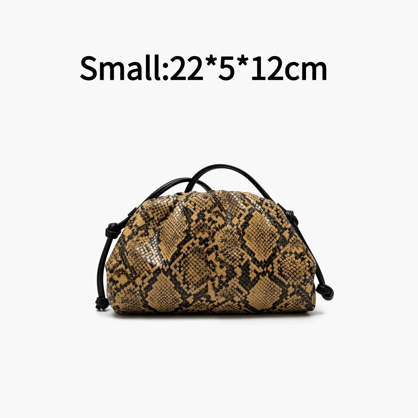 Ruched Snake-Pattern Dumpling Bag