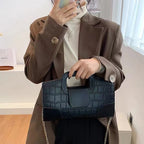 Croc-Grain Faux-Leather Evening Bag