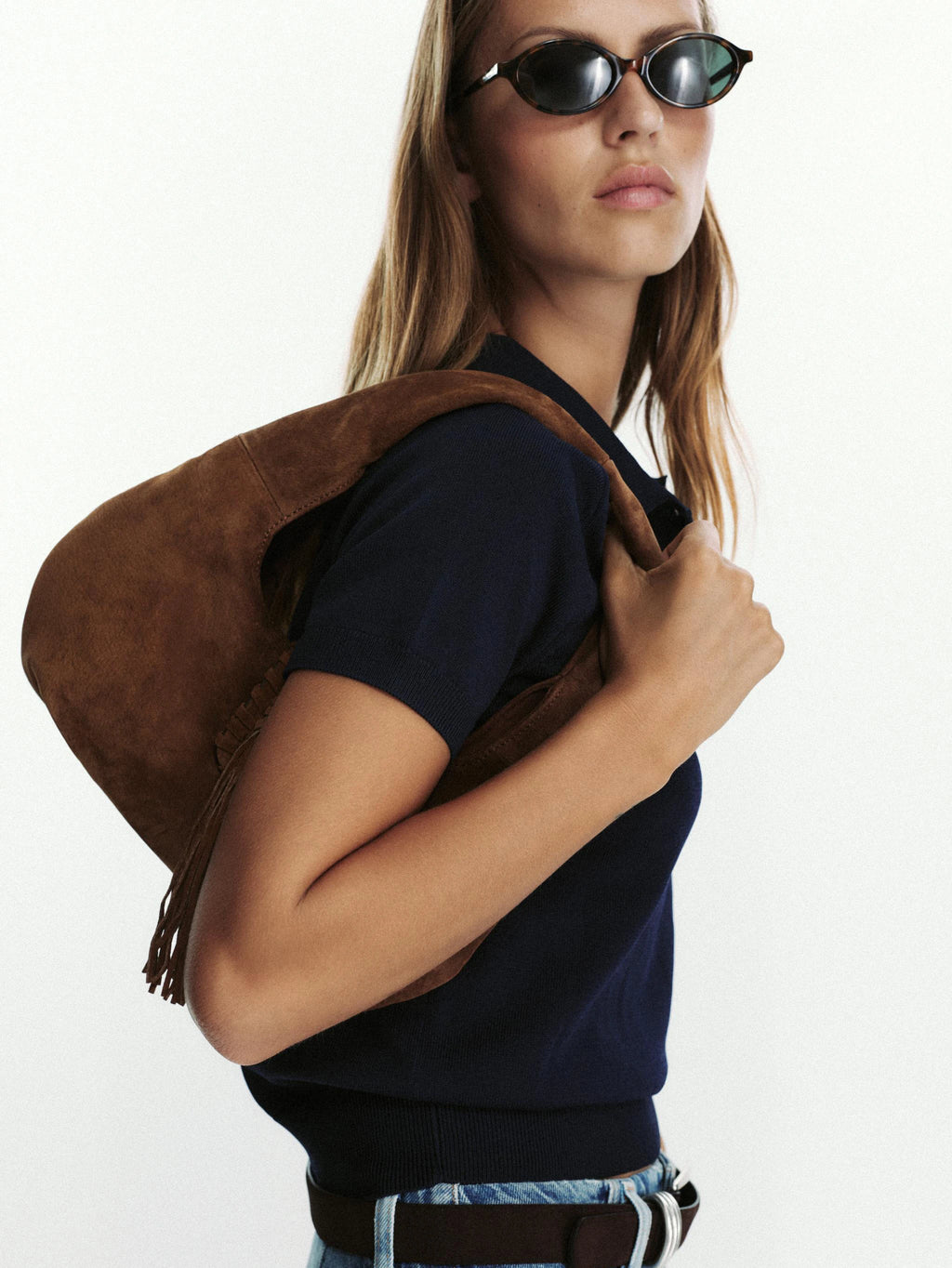 Tassel Nubuck Crossbody Bag