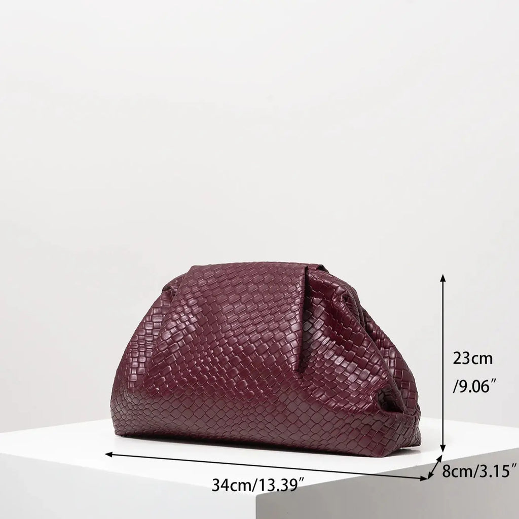 Woven Faux-Leather Clutch Bag