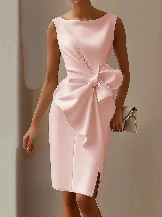 Butterfly-Knot Sleeveless Midi Dress