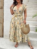 Floral V-Neck Casual Dress