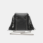Chain-Tassel Studded Shoulder Bag