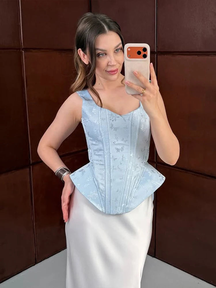 Spaghetti-Strap Waist-Cinch Corset Top