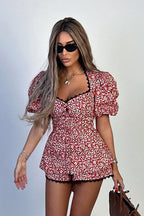 Floral Puff-Sleeve Tie Set