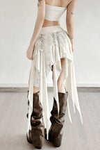 Color-Block Drape Asymmetric Skirt