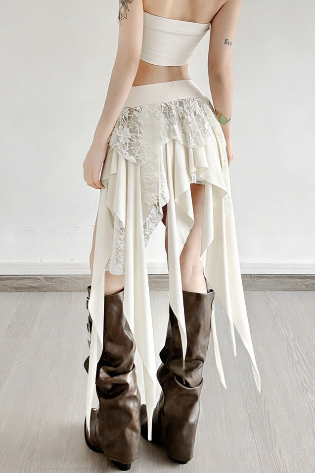 Color-Block Drape Asymmetric Skirt