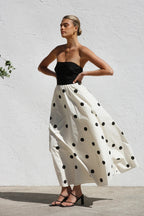 Polka Dot Strapless A-Line Maxi Dress