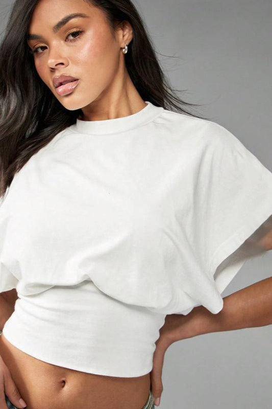 Loose Crew-Neck Short-Sleeve Top