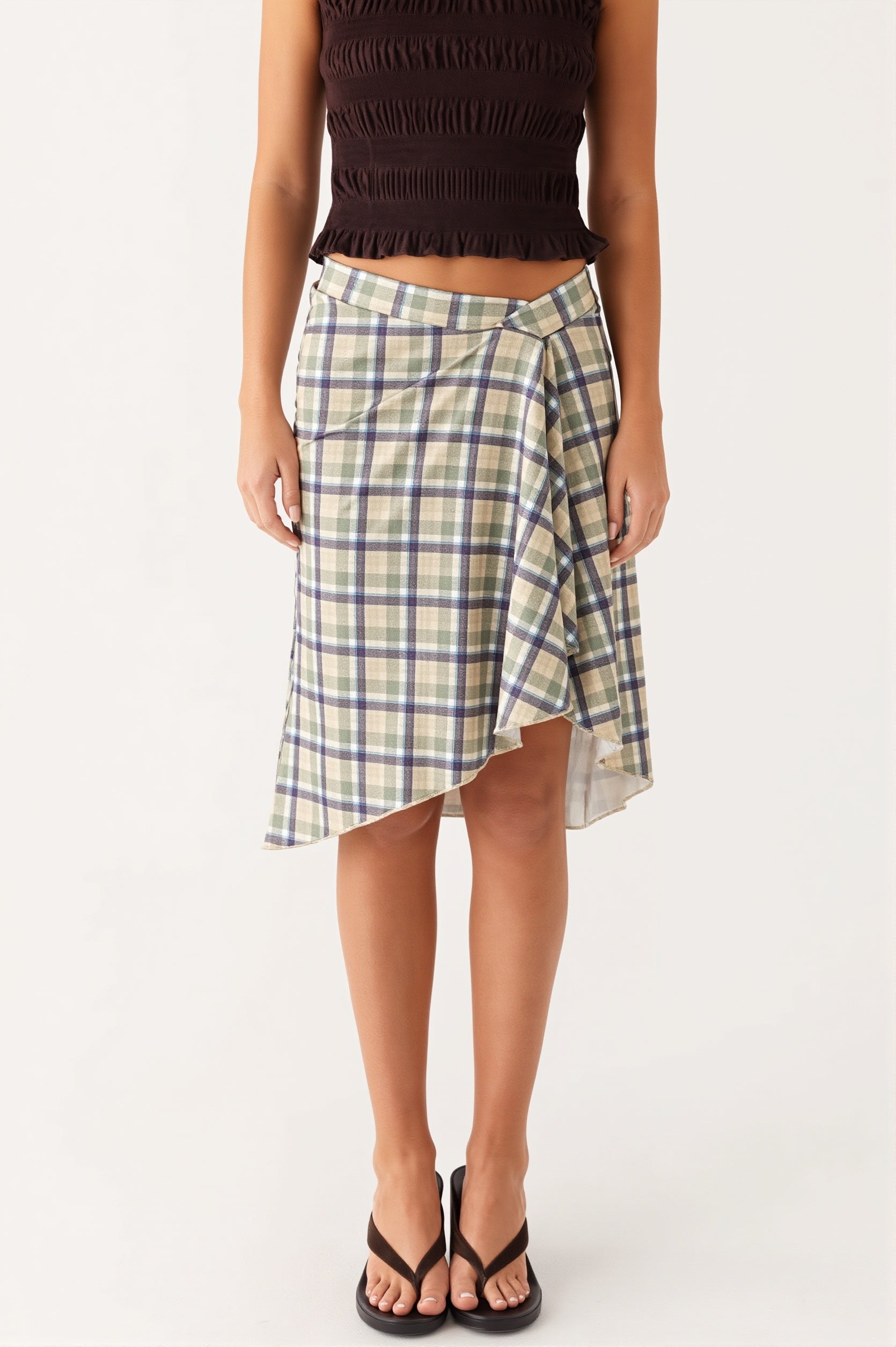 Striped Irregular Midi Skirt