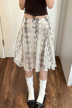 Snake-Print A-Line Skirt