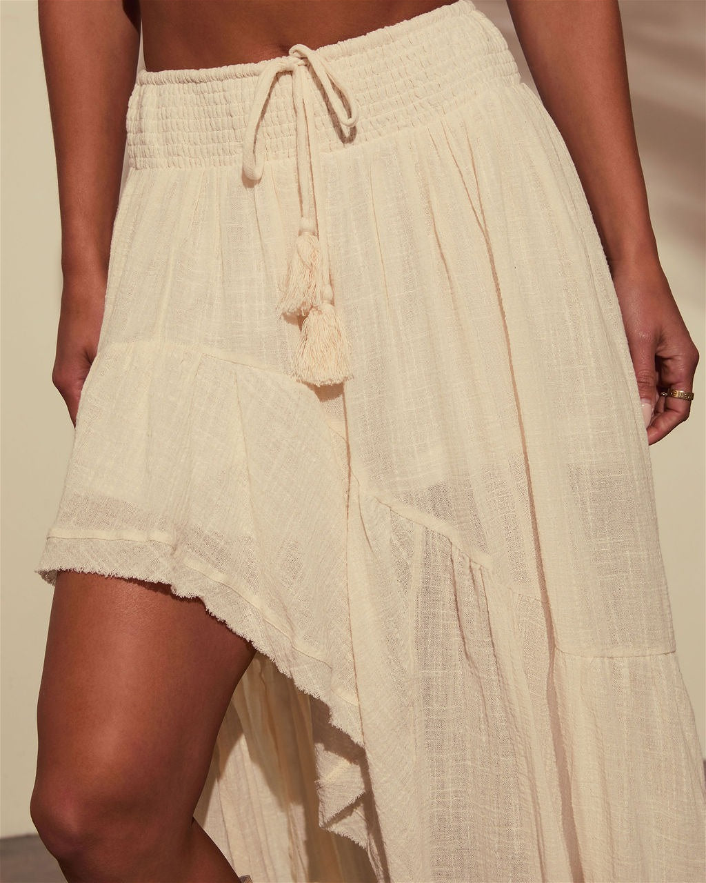 Elastic-Waist Asymmetric Skirt