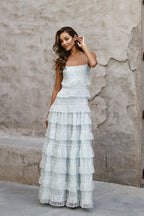 Lace-Trim Tiered-Ruffle Cami Maxi Dress