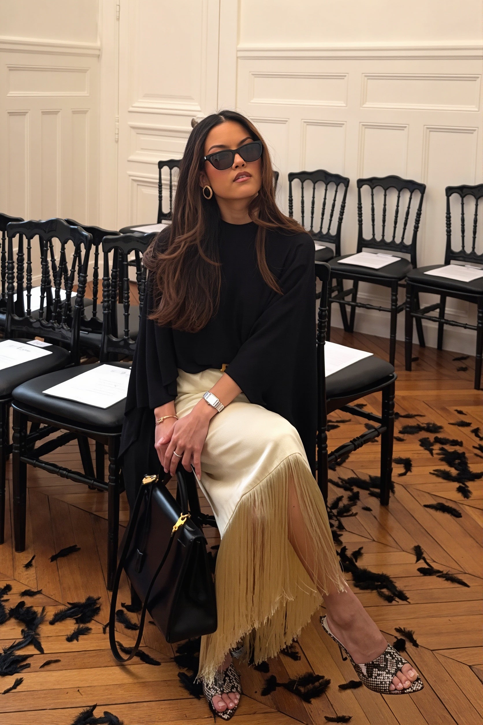 Tassel Straight Midi Skirt