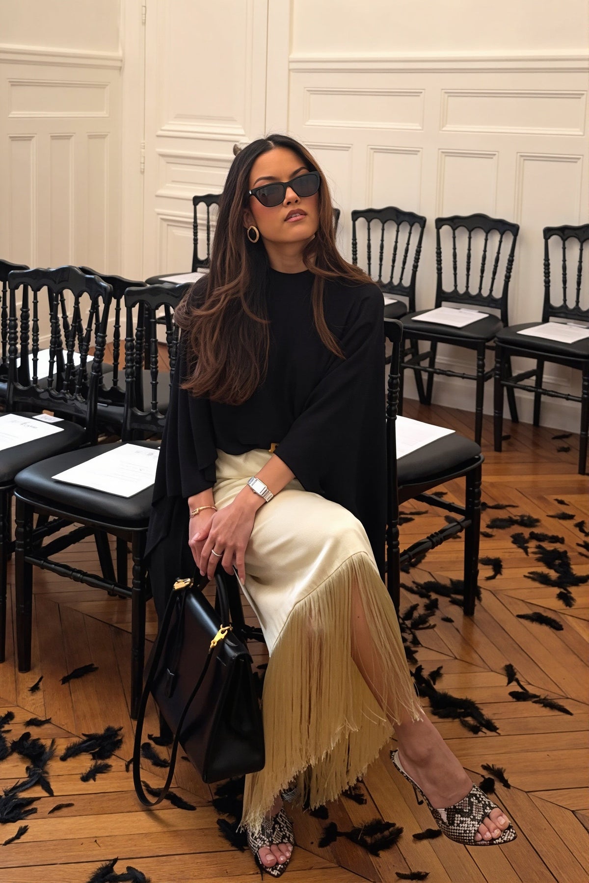 Tassel Straight Midi Skirt