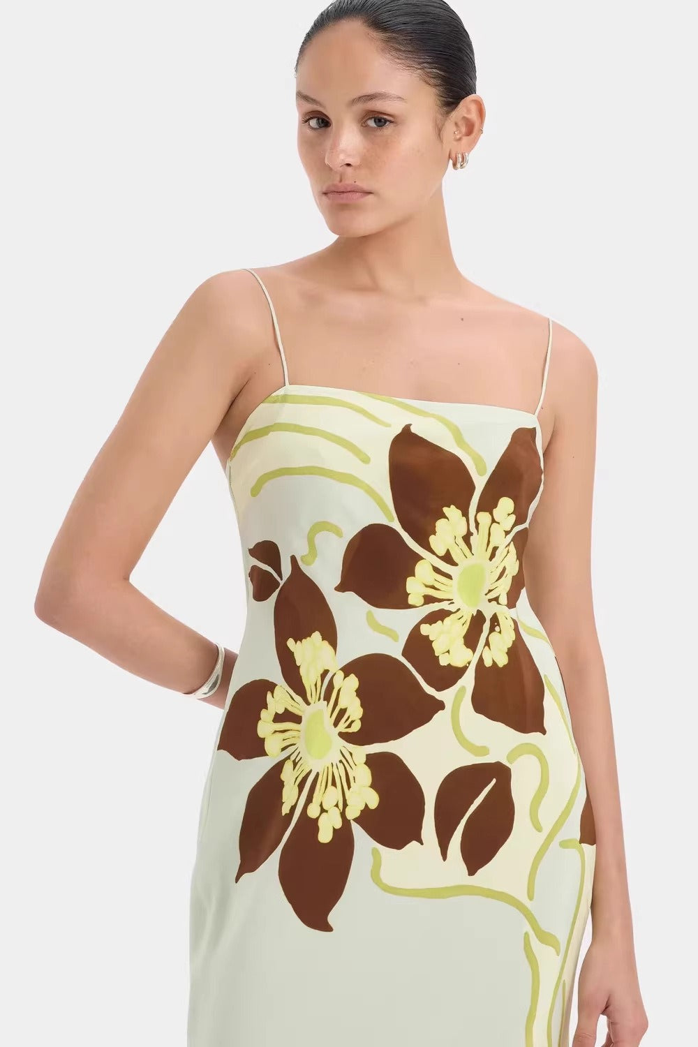 Floral Cami Tie-Waist Bodycon Midi Dress