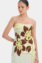 Floral Cami Tie-Waist Bodycon Midi Dress