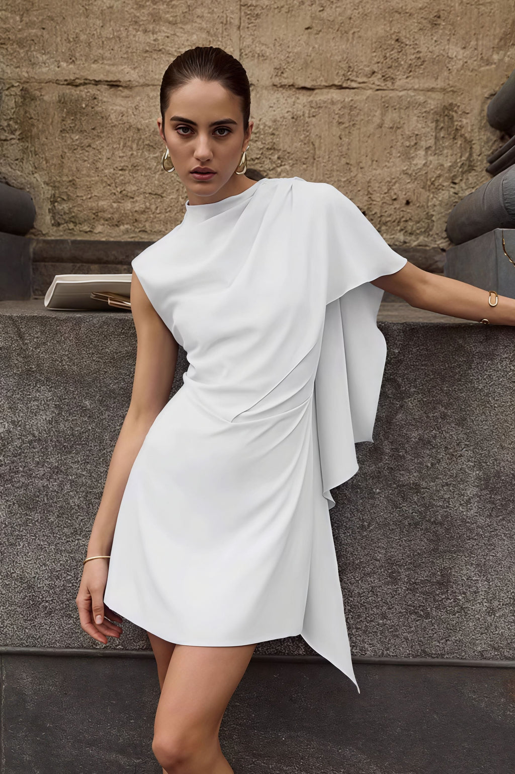 Irregular-Hem Sleeveless Mini Dress