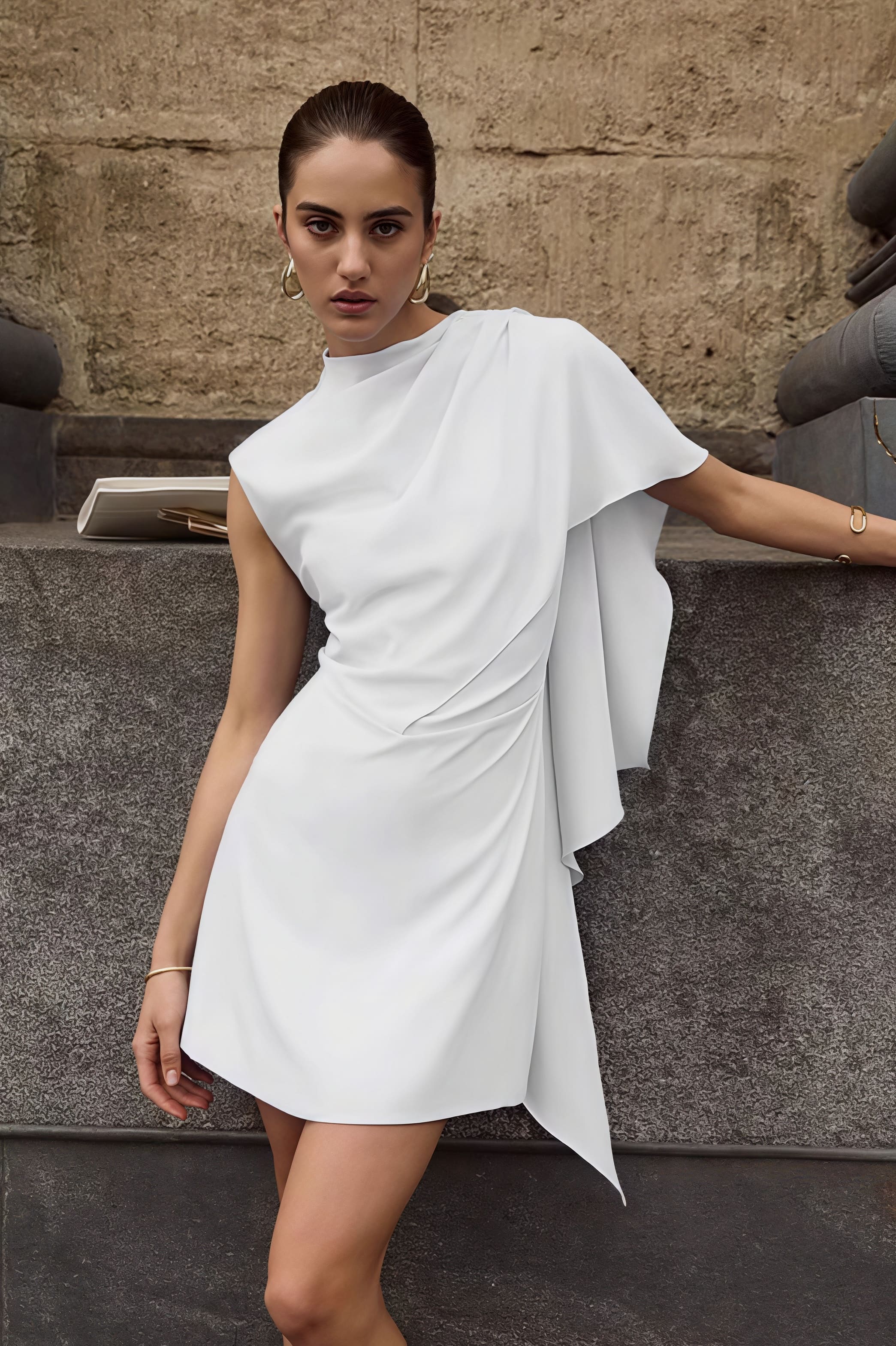 Irregular-Hem Sleeveless Mini Dress