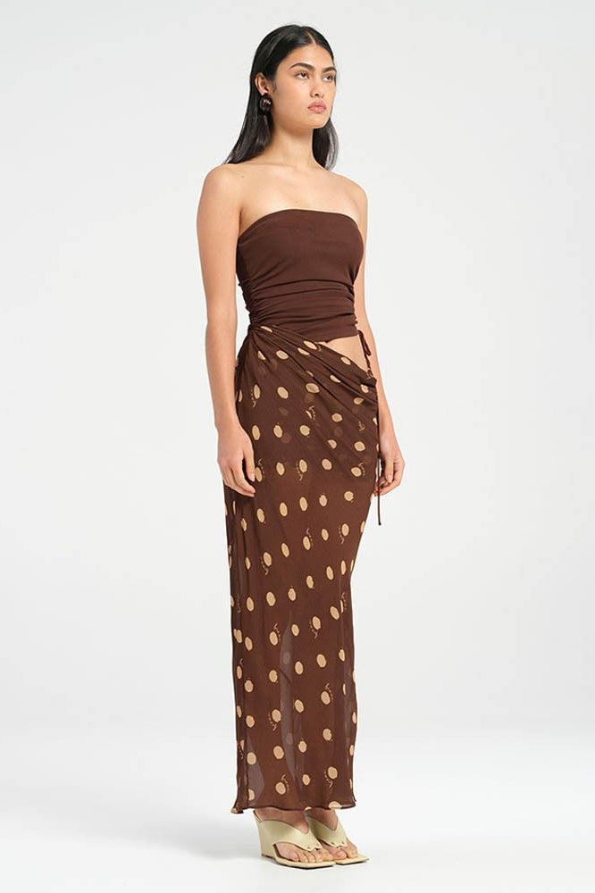 Polka Dot Strapless Patchwork Maxi Dress