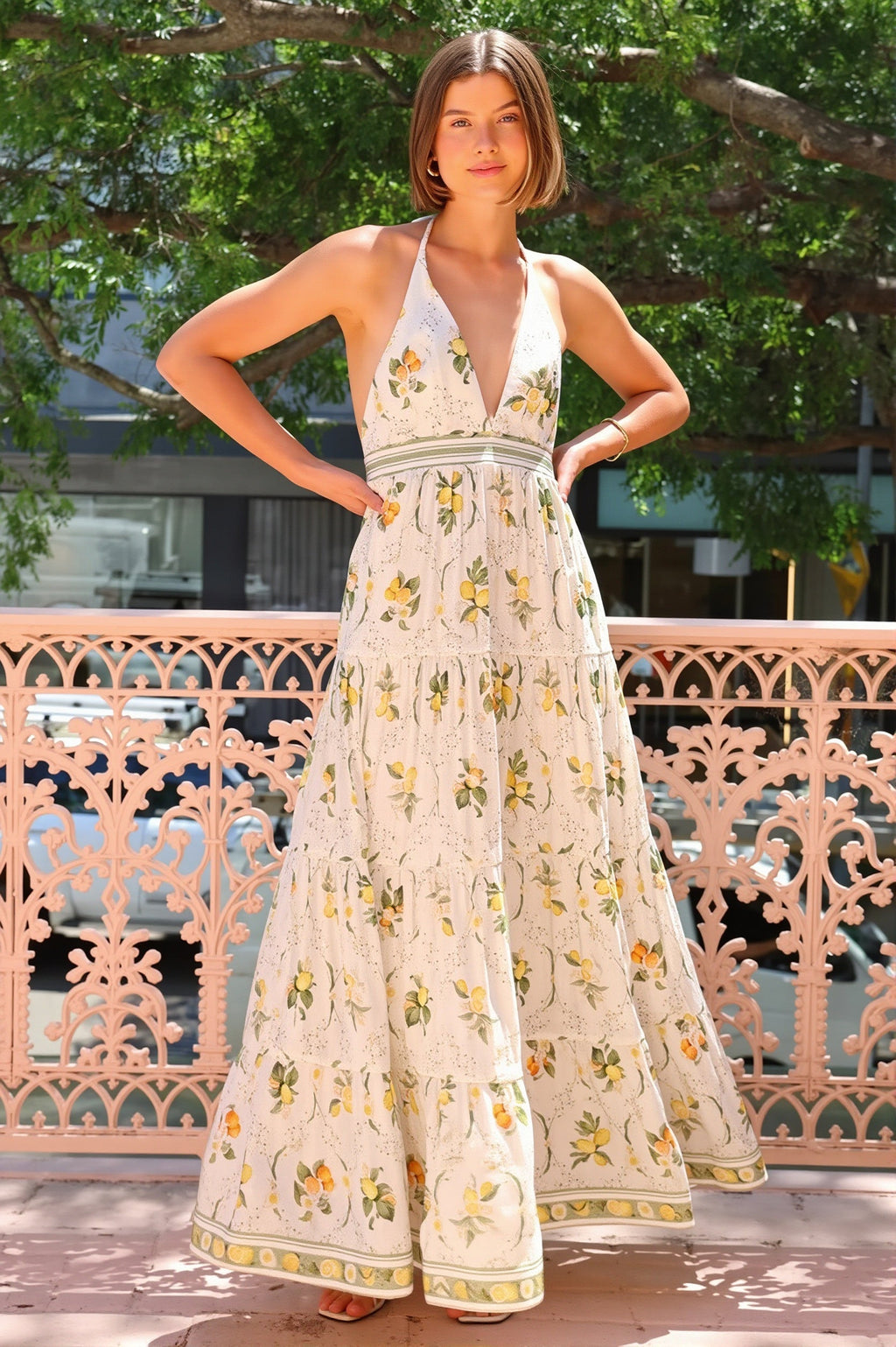 Deep-V Halter Backless Boho Dress