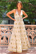 Deep-V Halter Backless Boho Dress