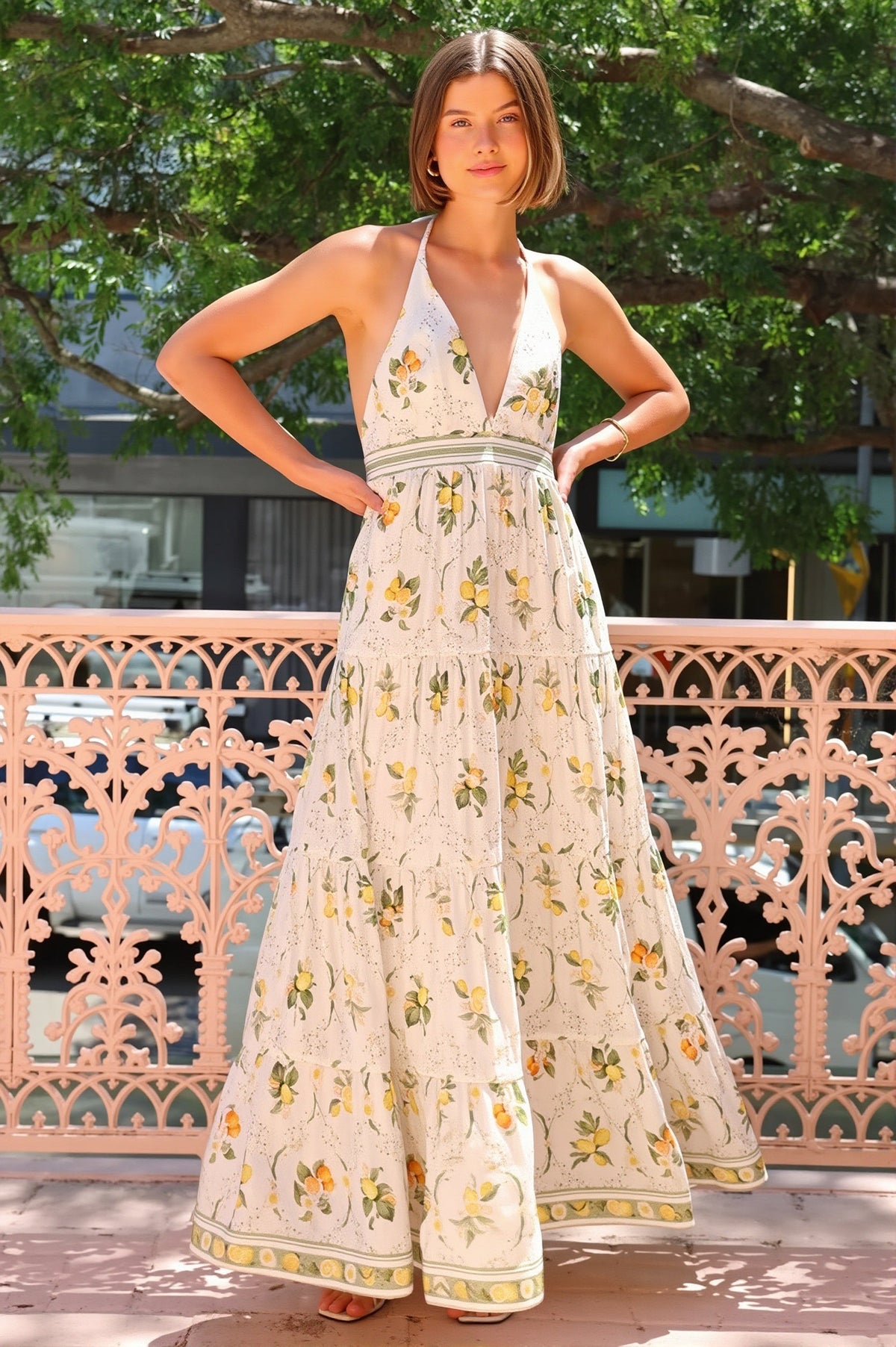 Deep-V Halter Backless Boho Dress