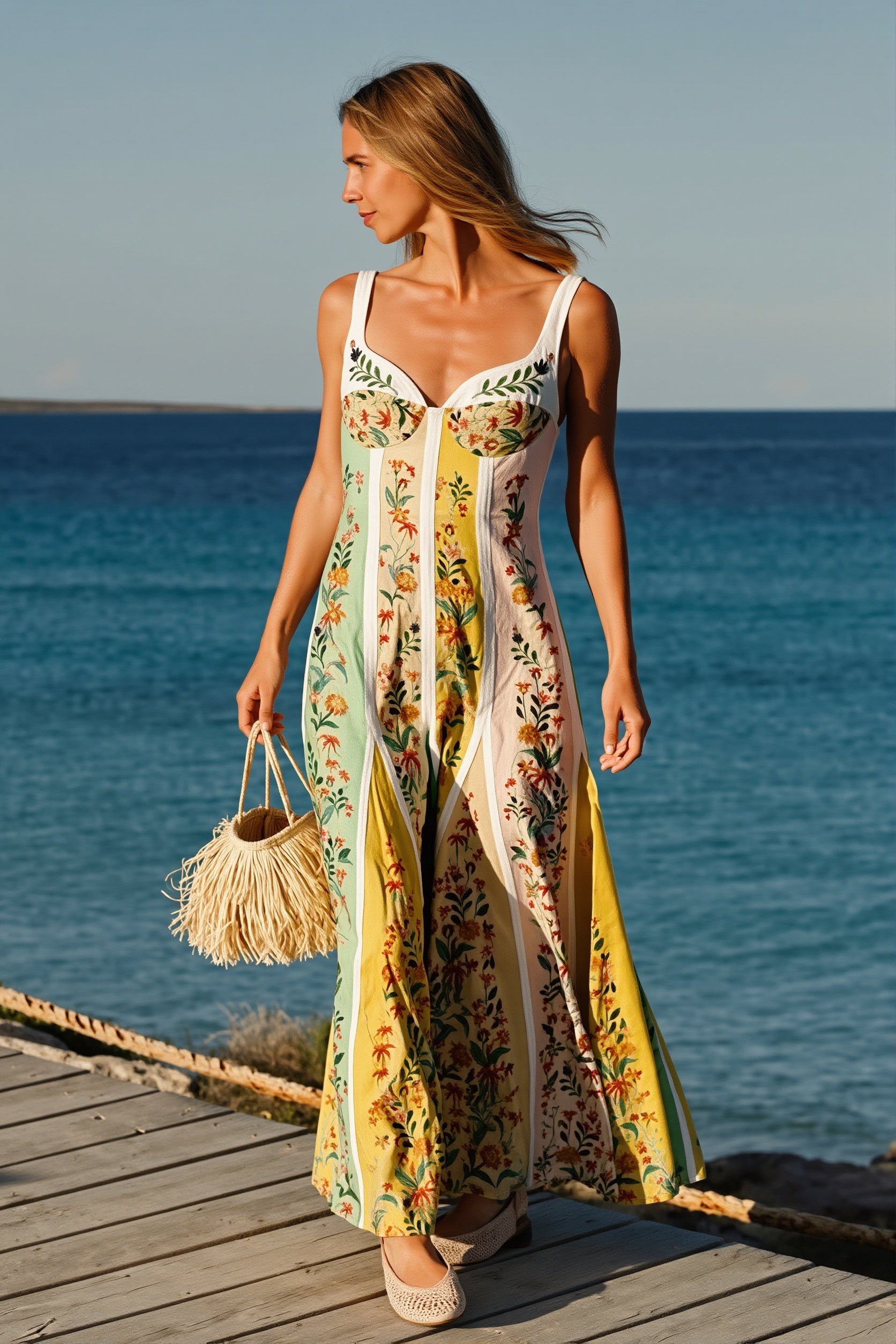 Floral Splice Swing Maxi Dress
