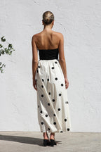 Polka Dot Strapless A-Line Maxi Dress