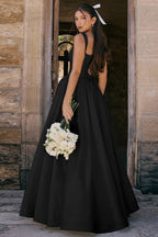 Solid A-Line Long Prom Dress