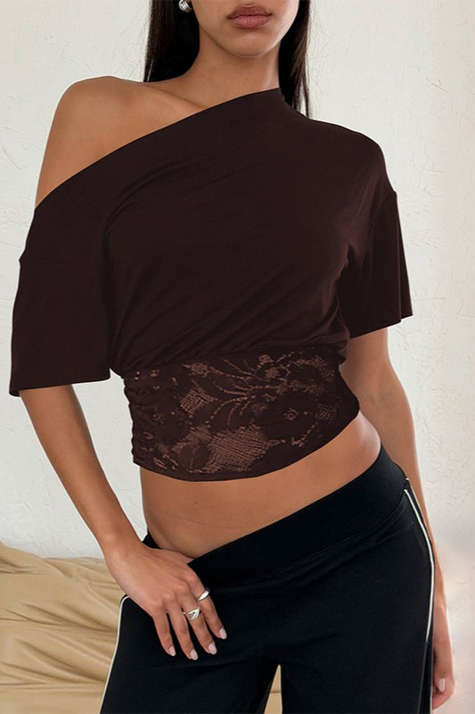 Off-Shoulder Lace Crop Top