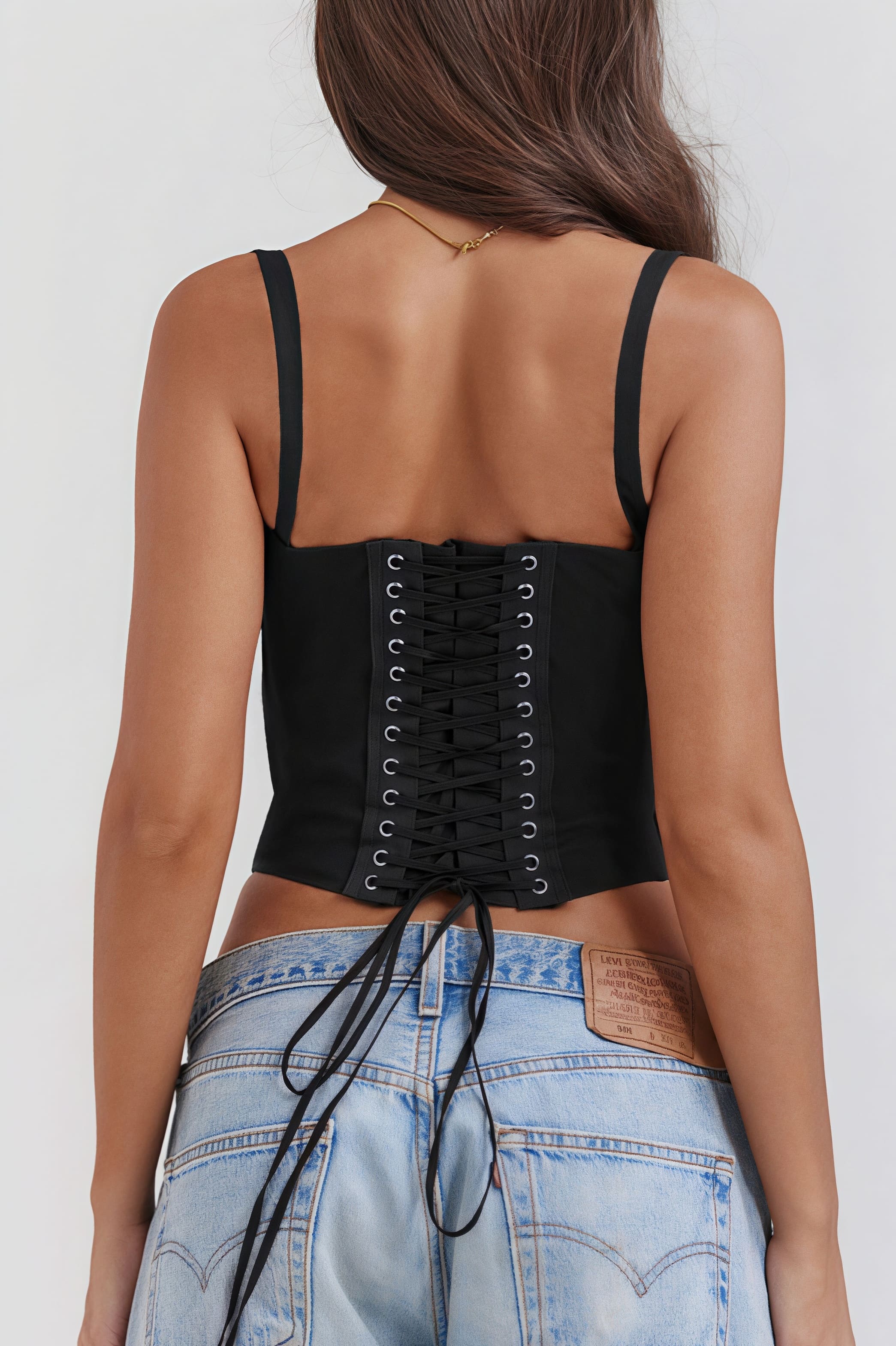 Lace-Panel Tie Cami Top