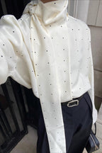 Polka Dot Ribbon Commuter Blouse