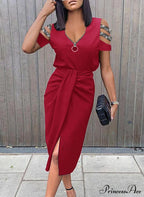 Lace V-Neck Long-Sleeve Party Dress