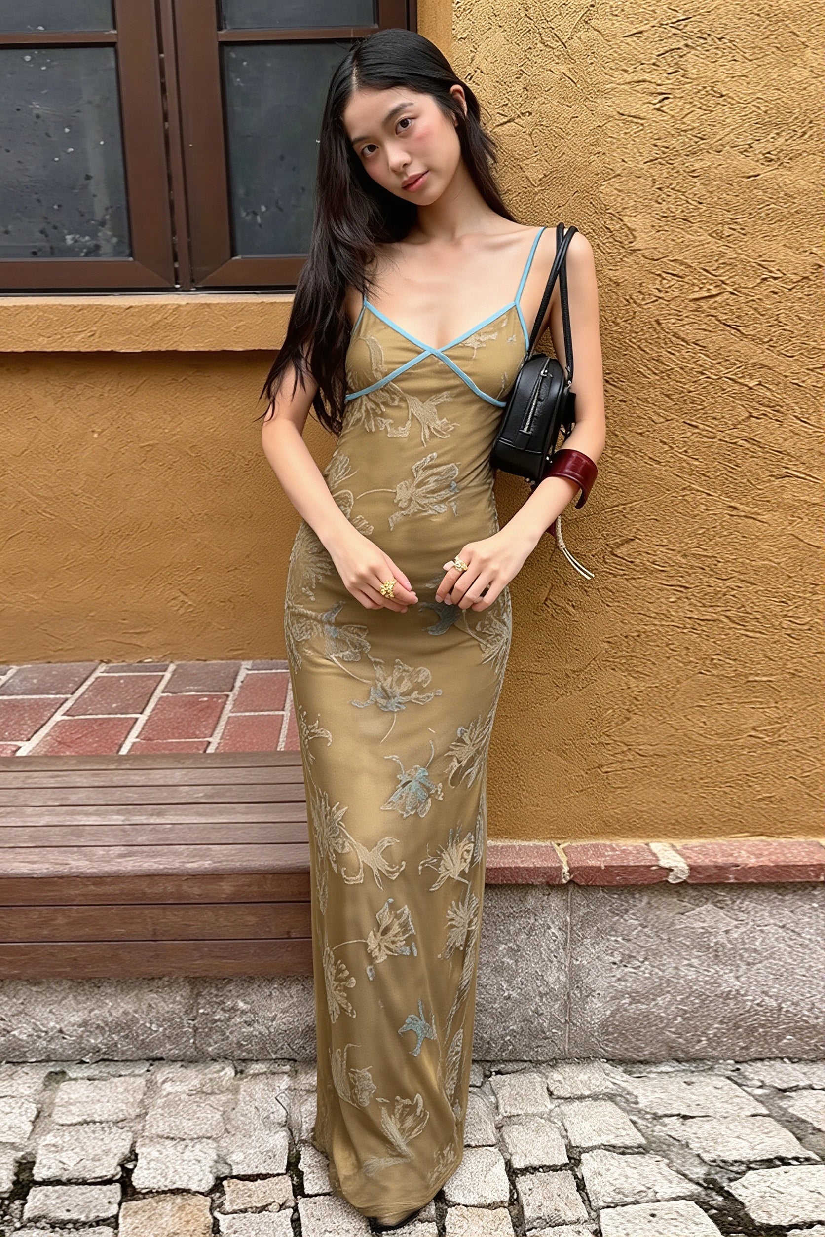 Floral Cami Oriental-Style Maxi Dress