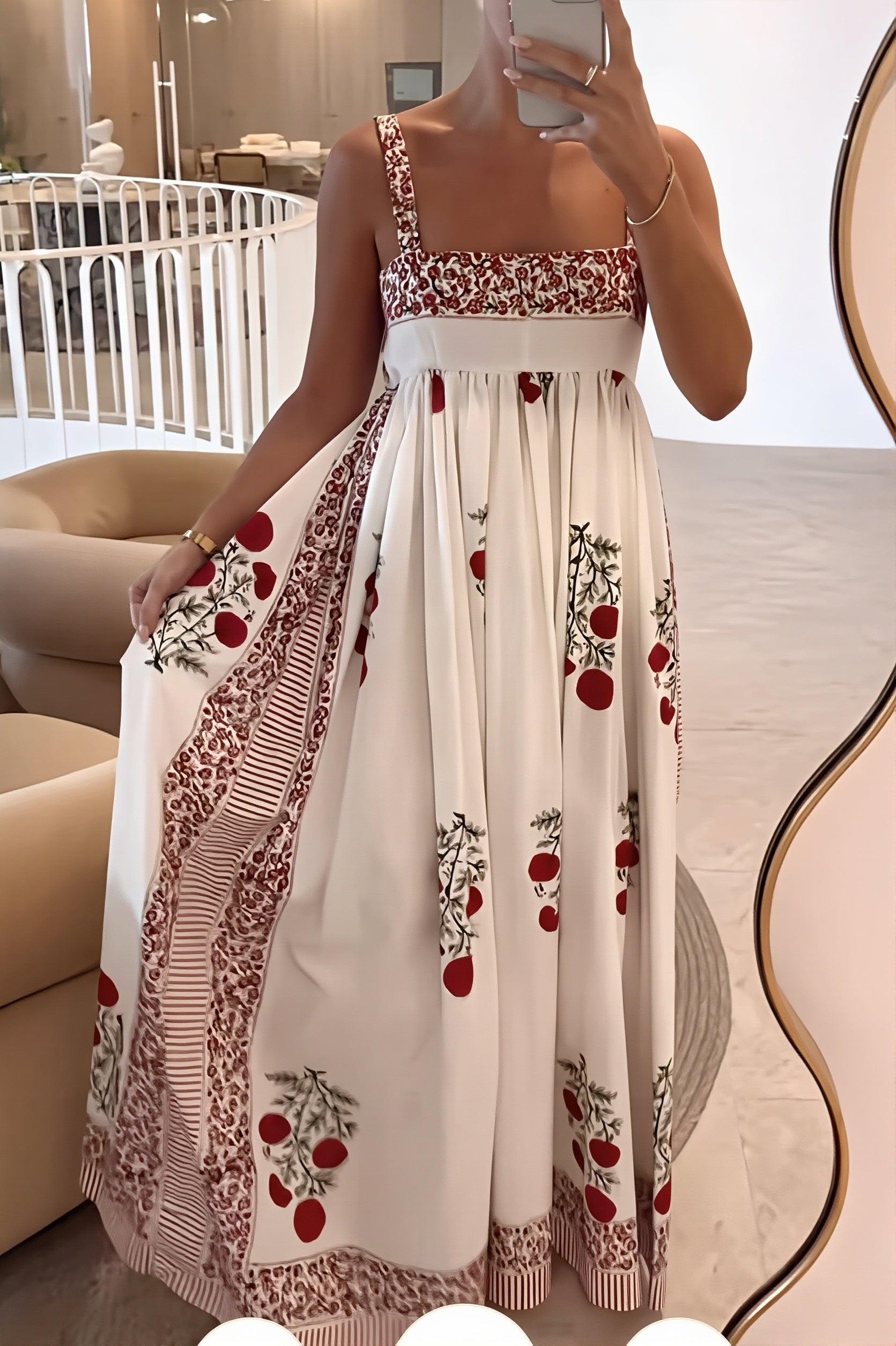 Floral High-Waist Swing Boho Dress