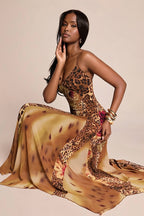 Mesh-Splice Cami Maxi Dress