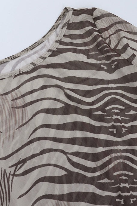 Zebra Mesh Sheer Blouse