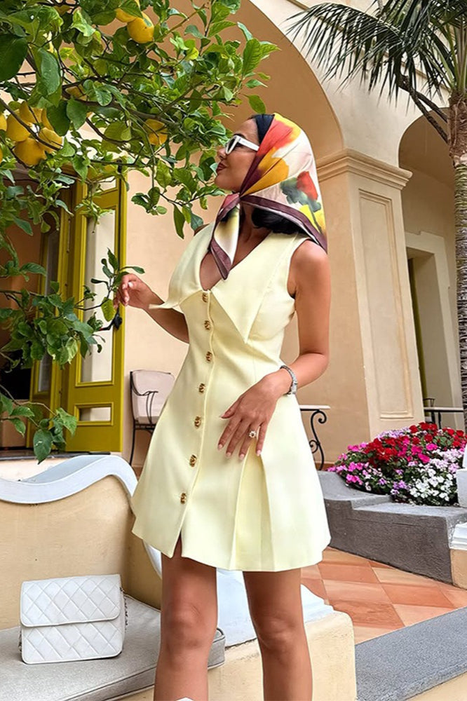 Lapel Button-Front Mini Dress