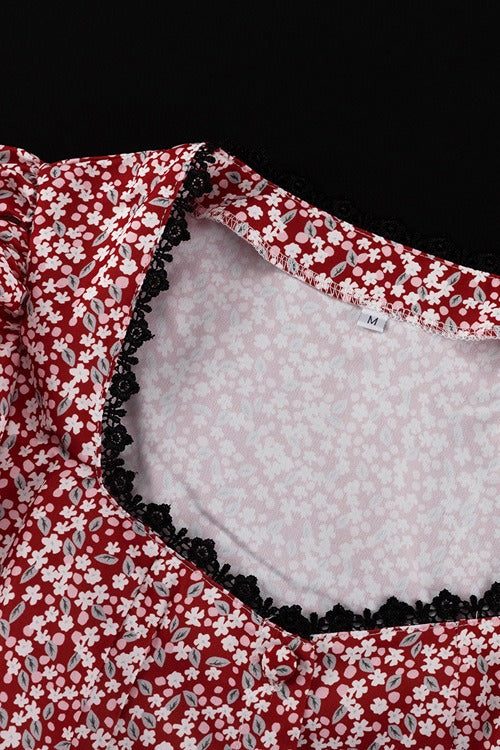 Floral Puff-Sleeve Tie Set