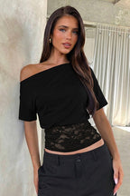 Off-Shoulder Lace Crop Top