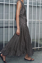 Polka Dot Halter-Neck Maxi Dress