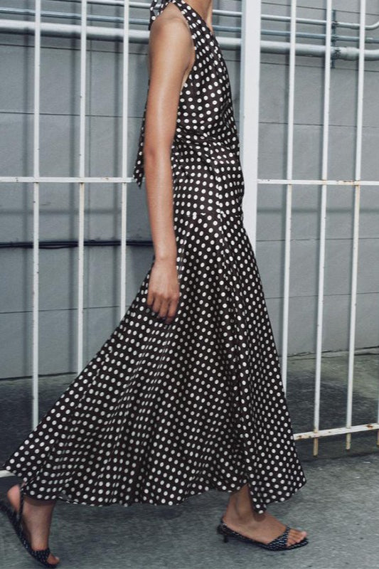 Polka Dot Halter-Neck Maxi Dress