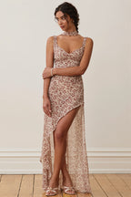 Floral Sheer Irregular Maxi Dress
