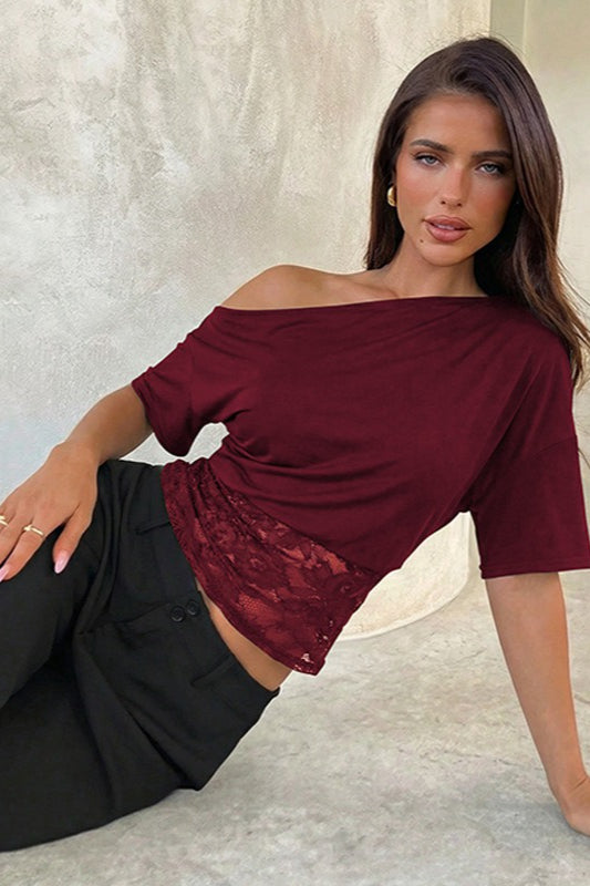Off-Shoulder Lace Crop Top