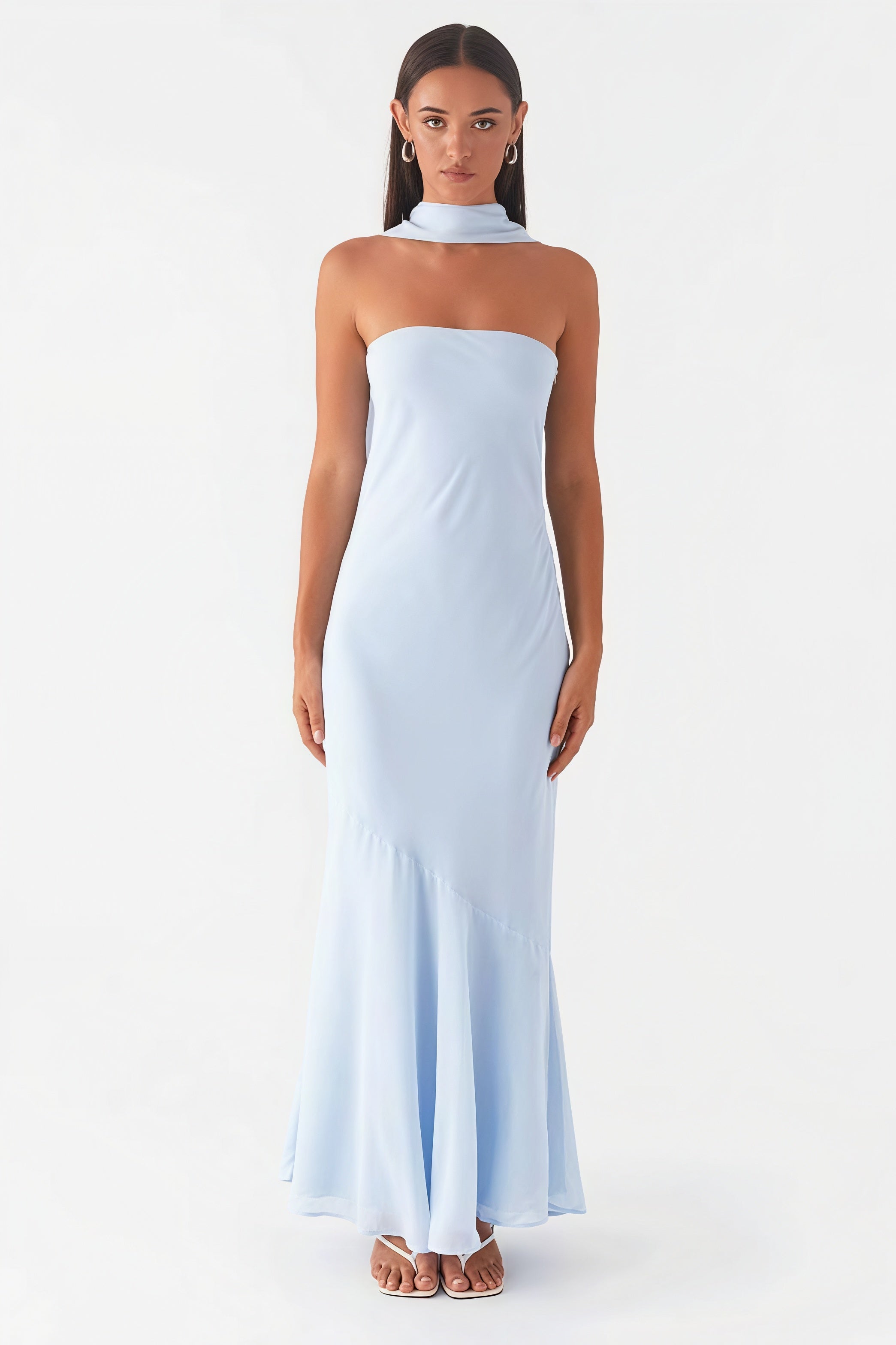 Floral Tie Fishtail Maxi Dress